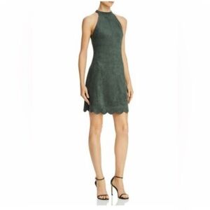 AQUA halter velvet mini dress green size M NWT